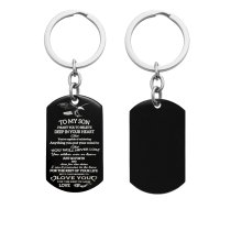 Personalized Text Message Engraved Stainless Steel to My Son Love Dad Custom Dog Tag Keychain Key Ring