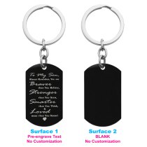Braver Stronger Smarter Son Stainless Steel Personalized Text Engraved Dog Tag Keychain Key Ring