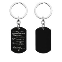 Braver Stronger Smarter Son Stainless Steel Personalized Text Engraved Dog Tag Keychain Key Ring