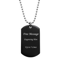 Personalized Engraved Text Message Stainless Steel Custom Dog Tag Pendant with Ball Chain Necklace 24″