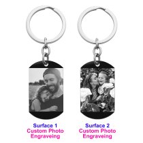 Personalized 2-side Text Message Engraved Stainless Steel Custom Dog Tag Keychain Key Ring