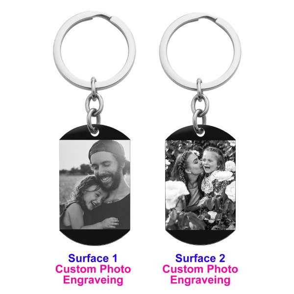 Personalized 2-side Text Message Engraved Stainless Steel Custom Dog Tag Keychain Key Ring