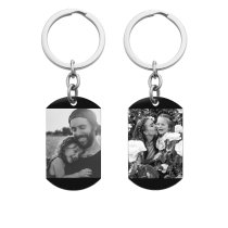 Personalized 2-side Text Message Engraved Stainless Steel Custom Dog Tag Keychain Key Ring