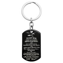 Personalized Text Message Engraved Stainless Steel to My Son Love Dad Custom Dog Tag Keychain Key Ring