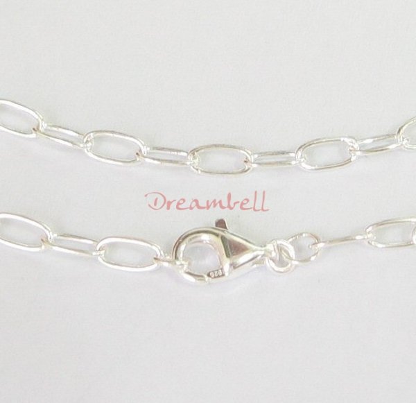 1x Sterling silver Oval Link Chain Necklace 3m 6mm w/ lobster 16"