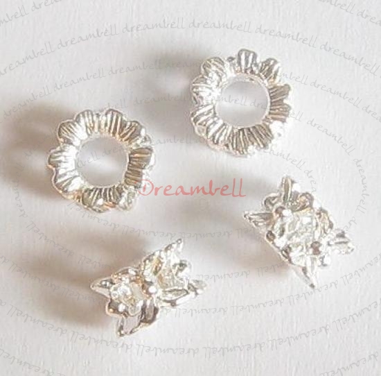 4x STERLING SILVER FLOWER RONDELLE BEAD SPACER 6MMX3MM
