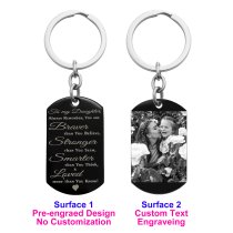 Braver Stronger Smarter Daughter Stainless Steel Personalized Photo Text Engraved Dog Tag Keychain Key Ring