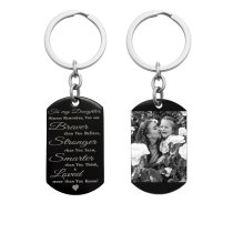 Braver Stronger Smarter Daughter Stainless Steel Personalized Photo Text Engraved Dog Tag Keychain Key Ring