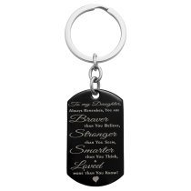 Braver Stronger Smarter Daughter Stainless Steel Personalized Photo Text Engraved Dog Tag Keychain Key Ring