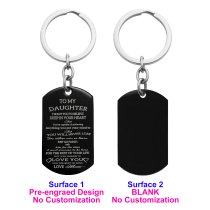 Personalized Text Message Engraved Stainless Steel to My Daughter Love Mom Custom Dog Tag Keychain Key Ring