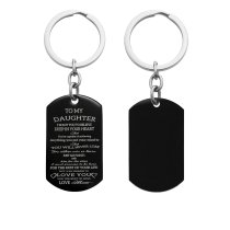 Personalized Text Message Engraved Stainless Steel to My Daughter Love Mom Custom Dog Tag Keychain Key Ring