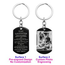 Personalized Text Message Engraved Stainless Steel to My Daughter Love Mom Custom Dog Tag Keychain Key Ring