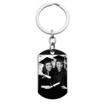 Personalized Text Message Engraved Stainless Steel to My Daughter Love Mom Custom Dog Tag Keychain Key Ring