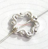 2x Sterling Silver Frame Slide FLOWER Round RING Bead Spacer 11.2mm