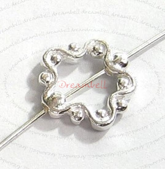 2x Sterling Silver Frame Slide FLOWER Round RING Bead Spacer 11.2mm