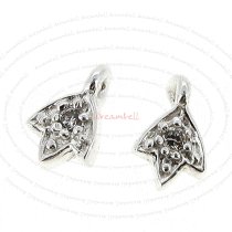 2x STERLING SILVER LEAF CZ DANGLE CHARM PENDANT 7.5mm