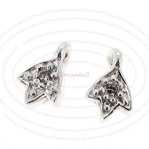 2x STERLING SILVER LEAF CZ DANGLE CHARM PENDANT 7.5mm