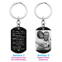 Braver Stronger Smarter Son Stainless Steel Personalized Photo Text Engraved Dog Tag Keychain Key Ring