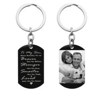 Braver Stronger Smarter Son Stainless Steel Personalized Photo Text Engraved Dog Tag Keychain Key Ring