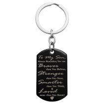 Braver Stronger Smarter Son Stainless Steel Personalized Photo Text Engraved Dog Tag Keychain Key Ring