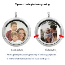 1x Stainless Steel Personalize Photo Message Engrave Round Floating Crystal Chain Necklace Pendant to My Best Mom Mother 30mm Blue