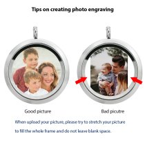 1x Stainless Steel Personalize Photo Message Engrave Round Floating Crystal Chain Necklace Pendant to My Best Mom Mother 30mm Pink Purple