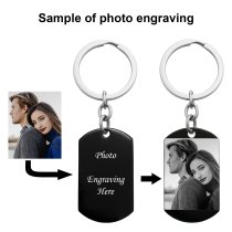 Custom Engraved Personalized Calendar Date & Photo Memorial Stainless Steel Dog Tag Keychain