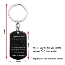 Custom Engraved Personalized Calendar Date & Photo Memorial Stainless Steel Dog Tag Keychain