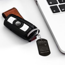Custom Engraved Personalized Calendar Date & Photo Memorial Stainless Steel Dog Tag Keychain