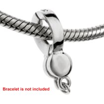 1x Rhodium on 925 Sterling Silver Cord Pendant Bail Connector Bead w/ Close Loop for European Charm Bracelets Necklace
