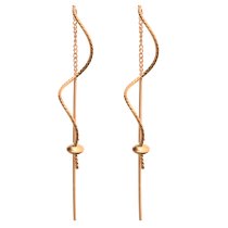 2x Rose Gold Plated on Sterling Silver Threader Earrings Dangle Twisted Drop Tassel Chain Earwire Connector Findings