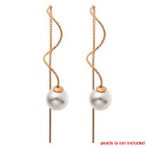 2x Rose Gold Plated on Sterling Silver Threader Earrings Dangle Twisted Drop Tassel Chain Earwire Connector Findings