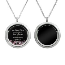 1x Stainless Steel Personalize Photo Message Engrave Round Floating Crystal Chain Necklace Pendant to My Best Mom Mother 30mm Blue