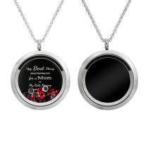 1x Stainless Steel Personalize Photo Message Engrave Round Floating Crystal Chain Necklace Pendant to My Best Mom Mother 30mm Blue