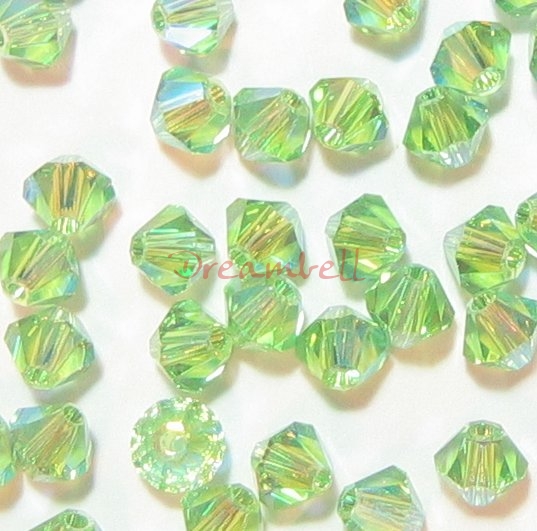 24x Swarovski Elements Bicone Crystal 5301 Peridot 4mm AB 2x