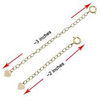 2" 14k Gold Filled Oval Ring Rolo Chain Extender Removable Adjustable Extra Links for Necklace Jewelry