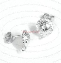 2 x 9.5mm Sterling Silver Round Hammered Stud Earring Loop Post
