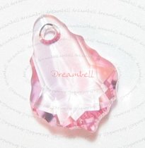 2x Swarovski Crystal 6090 Baroque Pink Rose Pendant 16mm