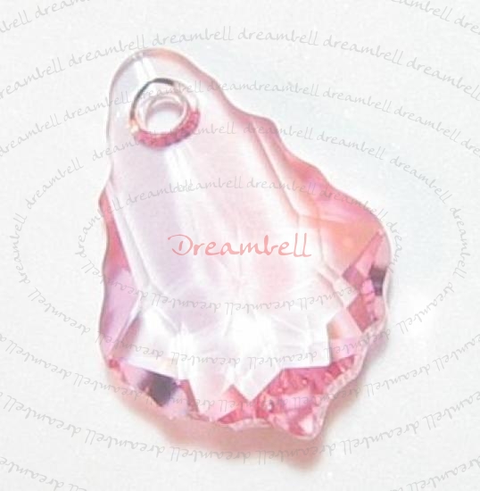 2x Swarovski Crystal 6090 Baroque Pink Rose Pendant 16mm