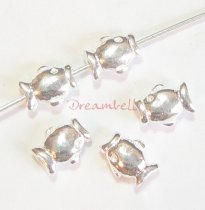 4x STERLING SILVER FISH BEAD CONNECTOR SPACER