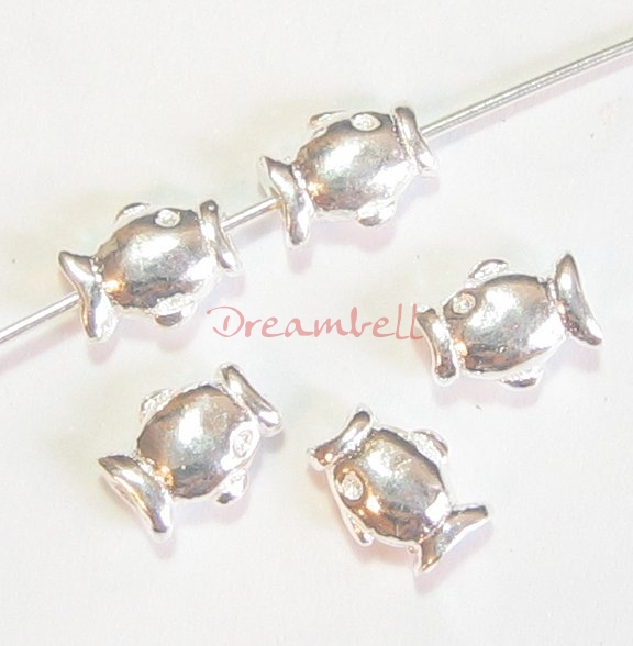 4x STERLING SILVER FISH BEAD CONNECTOR SPACER