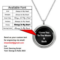 1x Stainless Steel Laser Engraved Personalized Photo & Text Message Round Floating Crystal Chain Necklace Pendant 30mm Clear