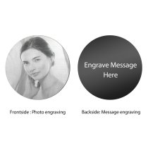 1x Stainless Steel Personalize Photo Engrave Round Floating Crystal Chain Necklace Pendant 30mm Pink
