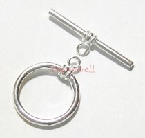 1x STERLING SILVER PLAIN Round TOGGLE CLASP 15mm