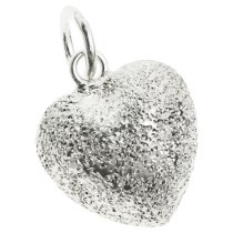 2 x Sterling Silver Stardust Sweet Heart Dangle Charm Pendant 10mm