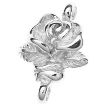 2x Sterling Silver Rose Flower Bead Link Earring Pendant Connector