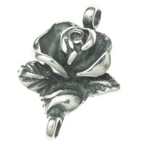 2x Antique Sterling Silver Rose Flower Bead Link Earring Pendant Connector