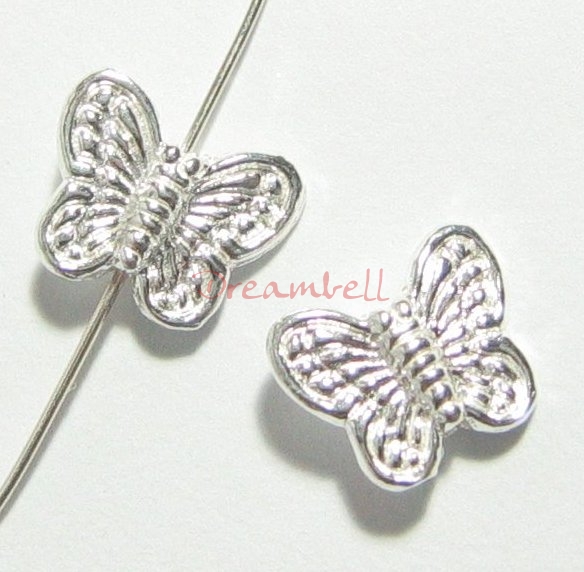 2x Sterling silver Butterfly Spacer Bead 10mm x 8mm