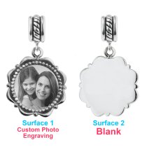 925 Sterling Silver Personalized Photo Dangle Charm Bead for European Charm Bracelets