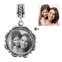 925 Sterling Silver Personalized Photo Dangle Charm Bead for European Charm Bracelets